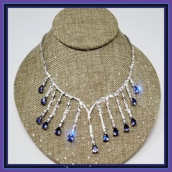 🧚🎶HP! 'TANZANITE & DIAM NECKLACE (Lab;)🧚🏼‍♀️🎵 - Picture 1 of 4
